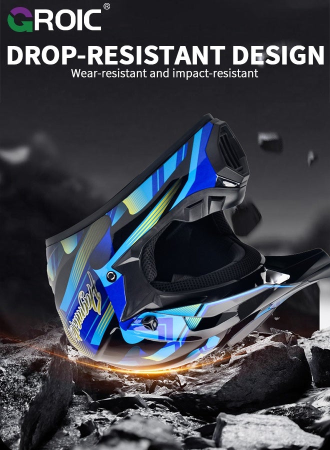 GROIC Motorcycle Helmet, Matte Black with Blue Graphic, Helmet for Street and Track Riders, Ventilation and Safety Design, Lightweight Helmet for Men and Women, Motorbike and Electric Bike Riding - Image 4